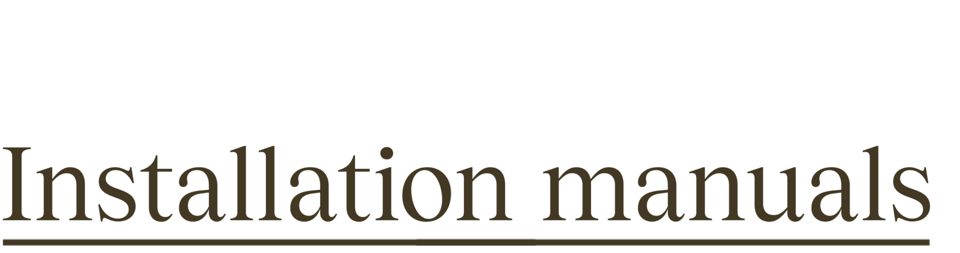 Installation manuals